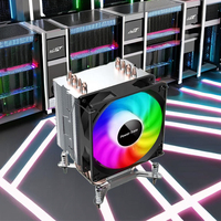 Refroidisseur de processeur à quatre caloducs avec ventilateur PWM 12V à LED arc-en-ciel et roulement fluide, compatible avec les boîtiers d'ordinateurs de bureau Intel
