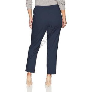 100%, calidad de exportación, pantalones ajustados de cintura alta de sarga de algodón para mujer, pantalones elásticos informales, transpirables de talla grande para mujer - Product Image 4
