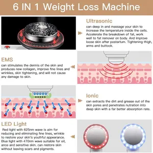 แบบพกพา 6 in 1 สลิมมิ่งกําจัดเซลลูไลท์ ems สร้างกล้ามเนื้อกระตุ้นเครื่องกระชับผิวหน้าด้วย rf