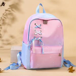 Custom New Korean Woman Schoolbag Color Gradient Student <b>Backpack</b> Fashion Nylon <b>Waterproof</b> <b>Backpack</b> - Product Image 3