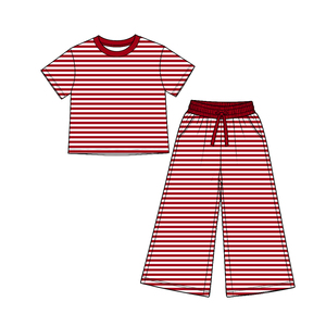 T-shirt et short pour bébé fille, 2 pièces, certifiés CPC et CPSIA, personnalisés, avec motif de lettres de mascotte d'équipe, imprimé à rayures colorées, décontractés, respirants, pour l'été - Product Image 6
