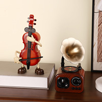 Boîte à musique vintage créative en forme d'instrument de musique, figurine en résine, gramophone, violoncelle et trompette, statue pour décoration de table intérieure