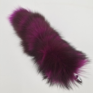 Masajeador de próstata de piel de zorro Real rojo de 38-40cm, tapón Anal de Metal, orejas de gato, estimulador de pezón, bolsa cosmética, Juguetes sexuales para Anal - Product Image 6