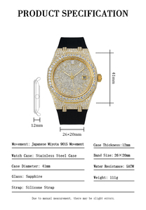 Reloj de Oro de Moda Hip Hop con Diamantes, Bisel Cuadrado, Reloj de Moissanita VVS, Correa Personalizada, Logotipo Iced Out, Reloj Bust Down para Hombre, ODM - Product Image 3