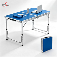 Table de repas d'extérieur pliable en aluminium léger et durable 123Sports, imperméable, style minimaliste moderne, table relevable