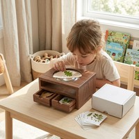 Boîte d'observation en bois OEM personnalisée avec loupe, double tiroir, pour l'observation des spécimens naturels, jouet d'exploration pour la botanique et l'entomologie avec cartes flash