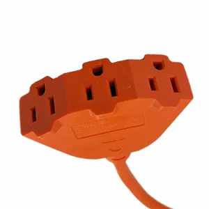 Heavy Duty Triple socket SJT SJTW Indoor / Outdoor Extension Cord 13A 15A 3*16AWG multi-outlet power strip for home