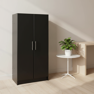 <span class=keywords><strong>Armario</strong></span> <span class=keywords><strong>Alto</strong></span> de 2 Puertas Negro Directo de Fábrica, <span class=keywords><strong>Armario</strong></span> de Almacenamiento Moderno y Sencillo para Dormitorio con Tiradores Metálicos - Product Image 1