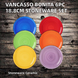 Set di 6 Piatti Piani in Ceramica Vancasso <span class=keywords><strong>BONITA</strong></span>, Forma Rotonda con Motivo Solido, Diametro 18,8 cm, Piatti per Pasta/Dessert/Torte - Product Image 5