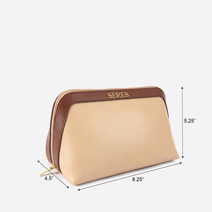 Travel Cosmetic Bag Foldable PU Leather Cosmetic <b>Storage</b> Premium PU Leather <b>Makeup</b> Bag - Product Image 1