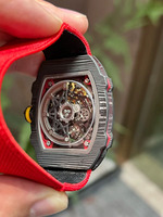 Nouvelle montre mécanique automatique tourbillon pour homme en fibre de carbone avec bracelet en nylon de 18 mm, haute qualité, luxe, style hip-hop
