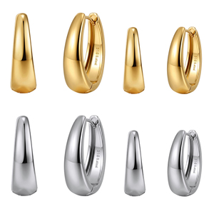 Aros Geométricos Modernos para Mujer, Chapados en Oro de 18K y Rodio, de Acero Inoxidable 316, para Uso Diario, Estilo Bohemia - Product Image 1