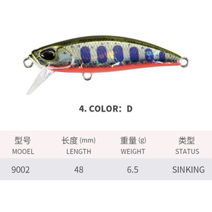 Leurre <span class=keywords><strong>Micro</strong></span> Sinking Minnow de style japonais 6,5g, leurre artificiel dur à longue portée, wobbler réaliste pour la pêche au culter en eau douce - Product Image 3