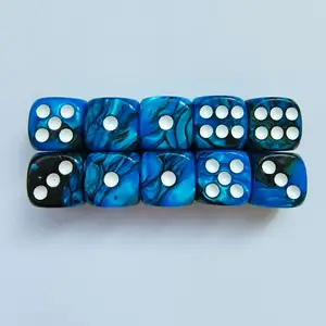 Wholesale Customized Logo Printed And Engraved 6-Sided Acrylic Marbled Dice With Square Corners Blank Dice