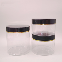 Pots transparents Récipient de gommage corporel cosmétique Pots en plastique PET vides avec couvercles en or