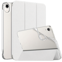 Étui pour tablette iPad Mini 6, coque arrière givrée translucide en TPU souple, blanc, avec fonction de mise en veille automatique magnétique, protection anti-chute