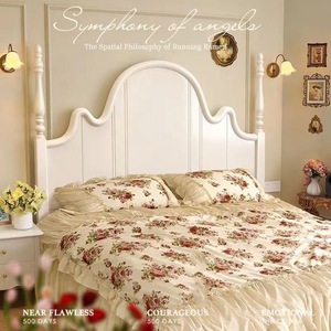 French Style Cream Solid Wood <b>Bed</b> <b>White</b> Anna Master Bedroom <b>Double</b> <b>Bed</b> Modern Minimalist American Retro Princess Wedding <b>Bed</b> - Product Image 2