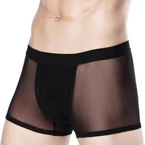 ODM OEM XIWEI Men's Mesh Transparent Boxer Briefs Sexy Mesh Hollow Boxer Men's Underwear