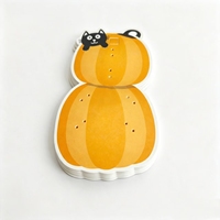 Carte de présentation de bijoux découpée sur mesure en carton, motif citrouille et chat noir, mignonne, festive et pratique, pour Halloween