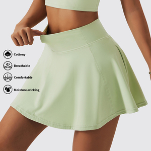 Benutzer definierte atmungsaktive Frauen 2 PCS Trainings kleid High Waist Tennis Shorts Gym Yoga Röcke für Frauen - Product Image 3