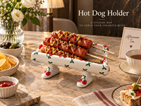 Support à hot-dogs en céramique avec motif cerise mignon, plateau décoratif pour servir les hot-dogs, idéal pour la maison, la cuisine, le petit-déjeuner, les fêtes et la table.