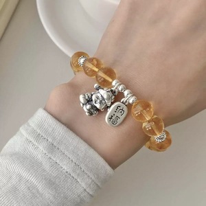 Pulsera de cristal amarillo con dios de la riqueza, plata de ley S925, piedra natural, forma de animal, unisex, uso diario - Product Image 1