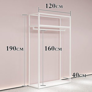 Tùy chỉnh hiện đại màu trắng cao Tủ tường-to-floor <span class=keywords><strong>double</strong></span>-layer Side treo hiển thị Kệ thân thiện với môi cửa hàng quần áo hiển thị - Product Image 6