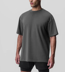 Nuevo logotipo personalizado Relax Premium <span class=keywords><strong>Jersey</strong></span> Pima algodón camiseta en blanco peso pesado 300gsm Supima algodón de gran tamaño gimnasio camiseta para hombres - Product Image 6