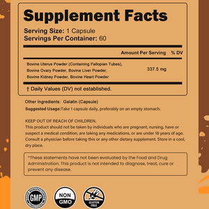 Complément Alimentaire FocusHerb Adapté aux Femmes 6 en 1 Capsules Mixtes d'Organs de Bœuf Nourri à l'Herbe - Product Image 3