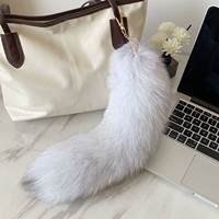 Vente en gros : Porte-clés queue de renard véritable de 40 cm, grande et moelleuse, breloque de sac, pendentif pour sac à main pour femme, accessoires pour clés de voiture