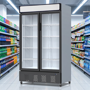 Réfrigérateur commercial à double porte vitrée LF-600 avec contrôle numérique de la température, étagères réglables et dégivrage automatique pour la réfrigération - Product Image 1