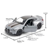 Modèle réduit de voiture en métal moulé sous pression à l'échelle 1:36 pour BWM M4 CSL, avec portes ouvrables et roues mobiles, ornement décoratif