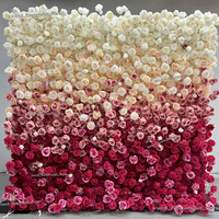 Panel Kain Dinding Bunga Mawar Sutra Pink 8*8 FT Kustom, Latar Belakang Bunga Buatan 5D untuk Pernikahan, Hari Valentine, Hari Ibu