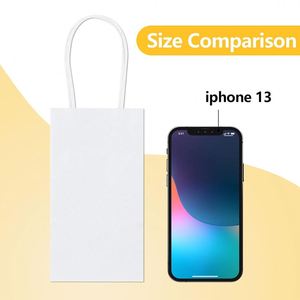 Custom logo High Quality Mini <b>Gift</b> Bags with Handles Reusable White Kraft Paper Bag Smooth Matte Surface - Product Image 3
