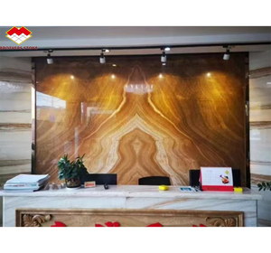 Losas de ónix de chapa de piedra, hoja de losa grande de ónix pulido en caliente translúcido, combinación de <span class=keywords><strong>libro</strong></span>, diseño de pared retroiluminado de ónix de madera marrón - Product Image 3