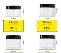 Bocaux en plastique transparent à large ouverture de 68 mm pour crème, cosmétiques, masques, gommages, masques capillaires, emballages vides