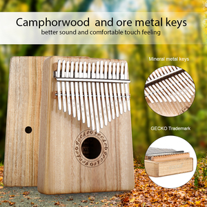 GECKO K17CA B Tone Kalimba à 17 touches en bois <span class=keywords><strong>de</strong></span> camphre massif naturel, <span class=keywords><strong>instrument</strong></span> <span class=keywords><strong>de</strong></span> <span class=keywords><strong>musique</strong></span> creux Mbila, utilisation comme <span class=keywords><strong>tambour</strong></span> - Product Image 4