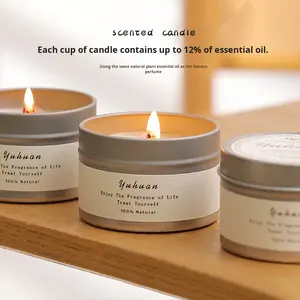 Vela Aromática de Larga Duración para Interiores, 100% Cera de Soja Natural, Aroma Yuhuan, en Lata Cilíndrica Decorativa - Product Image 3