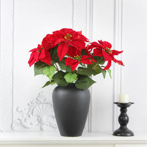 M655 كبير اصطناعي أحمر زهرة البونسيتة زهرة اليدوية ازهر بوش بخاخ للعطلات الموسمية العودة للمدرسة السنة الصينية الجديدة - Product Image 6