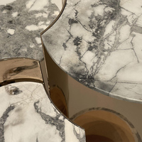 Ensemble de tables basses modernes de luxe JS GRANGERBJ, plateau en marbre doré, écologique, durable, réglable, pour salon