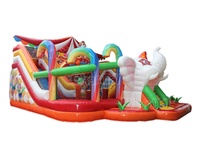 Superbe Aire de Jeux Gonflable Thème Cirque en PVC, Château Gonflable Combiné avec Structure de Saut
