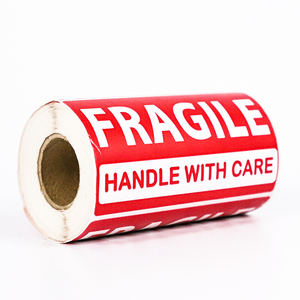 Roll Large Adhesive Sticker Custom Box Packaging <strong>Labels</strong>,Red Warning Glass Shipping <strong>Label</strong> Handle <strong>Care</strong> Fragile Stickers - Product Image 4