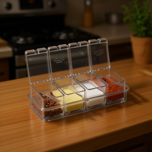 Organizador de Especias Acrílico Myrva, 6 Compartimentos, Transparente, Apilable, para Especias y Condimentos - Product Image 2