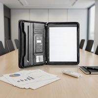 Carpeta Portafolio de Negocios de Cuero PU Negro con Cremallera, Funda para Tablet con Impresión por Sublimación UV y Laminación, 10.1 Pulgadas, Marca OEM