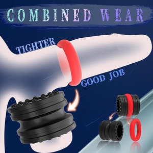 Herren Double Soft Silikon <span class=keywords><strong>Gummi</strong></span> Ring Sexspielzeug mit Locking Essence Adult Delay Ejakulation sring - Product Image 2