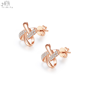 Nouvelles boucles d'oreilles double cerceau en or rose massif 18 carats avec diamants naturels et fermoir à vis, idéales comme cadeau d'anniversaire pour femme - Product Image 2
