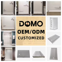 DOMO Revêtement mural de salle de bain moderne en SMC, motif pierre, blanc brillant, imperméable, 3 mm, écologique, taille personnalisée