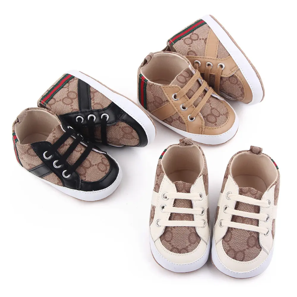 0-1 Jahre alte Jungen und Mädchen Hochwertige weiche Sohle Spleißen High Top Casual Fashion Wanderschuhe süßes Kleinkind für Neugeborene Geschenk