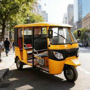 Triciclo a <span class=keywords><strong>3</strong></span> <span class=keywords><strong>ruote</strong></span> motorizzato in ferro con tetto morbido a tre file e doppia fila di sedili, per trasporto merci e passeggeri, tipo Tuk Tuk - Product Image 2