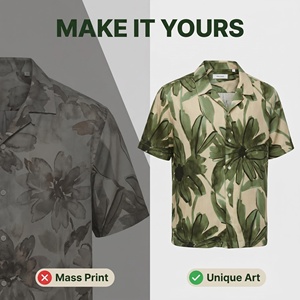 Camicia Hawaiana da Uomo a Maniche Corte con Stampa Integrale a Motivo Floreale Acquerello, Ideale per Vacanze al Mare e Tempo Libero - Ordine all'Ingrosso - Product Image 5